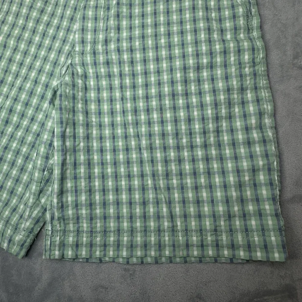 IZOD Men 34 Shorts Green Seersucker Plaid Luxury Sport Chino Golf Flat 9